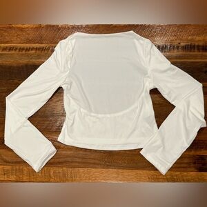 Shein Womens Long Sleeve White Open Back Top, Size Large